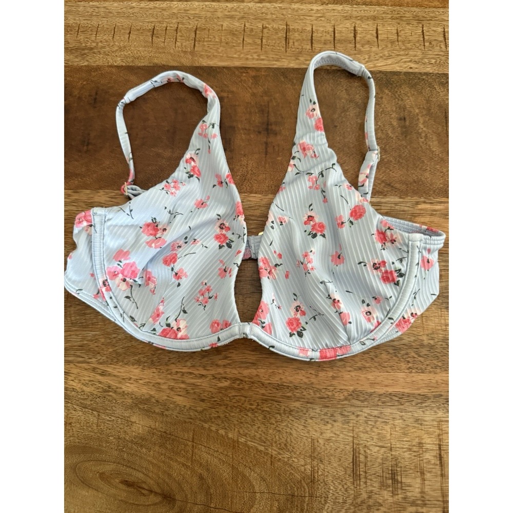 Hollister‎ Floral Underwire Bikini Top Womens Small Blue Pink  Swim Adjustable